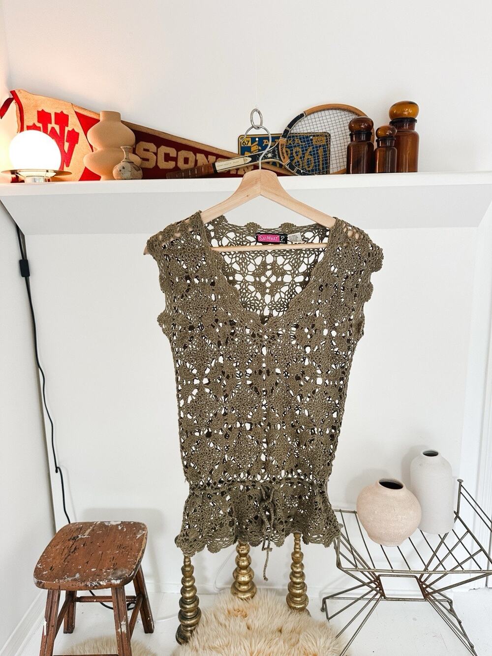 Vintage Say What Y2K Knit Blouse Top Size Medium